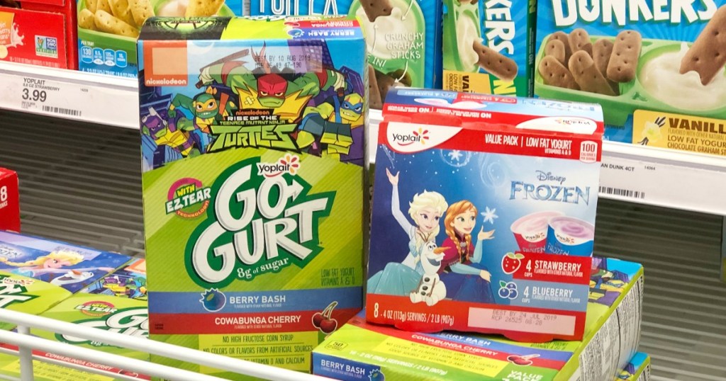 yoplait gogurt or disney frozen yogurt on display at Target