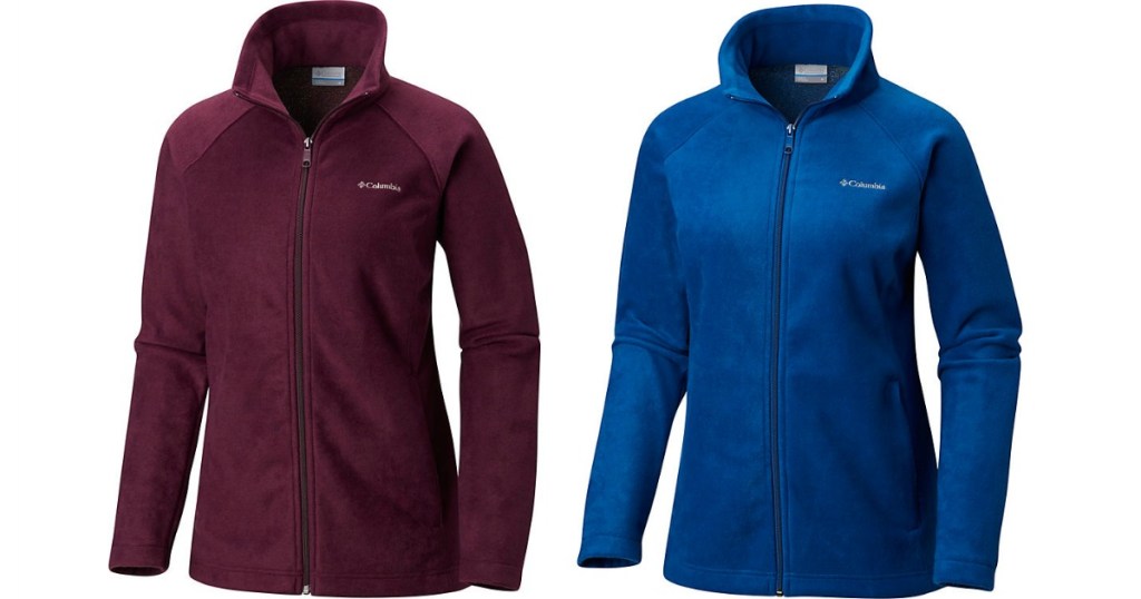 Maroon and blue columbia jackets