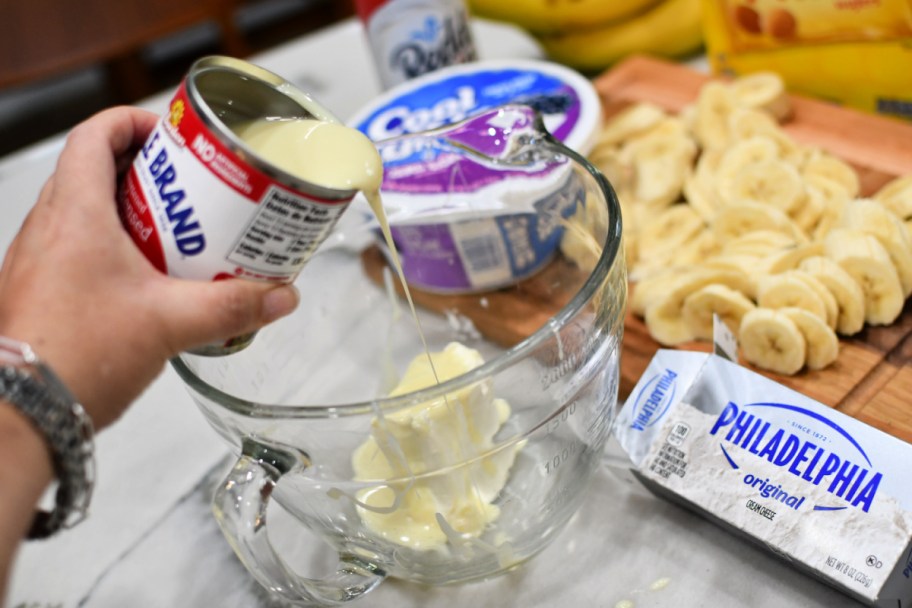 cream cheese and sweetened condensed milk 