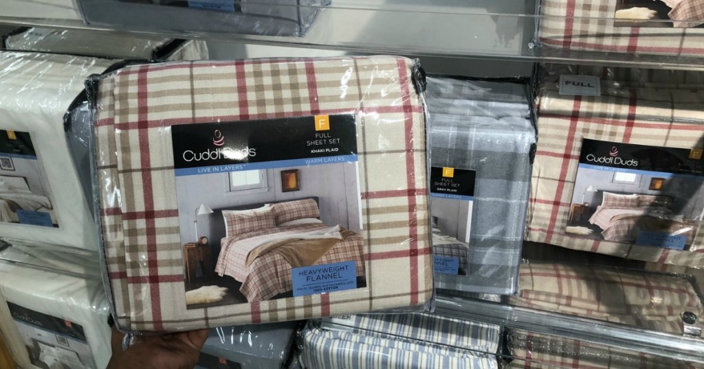 beige and red stripe flannel sheets at Kohl's