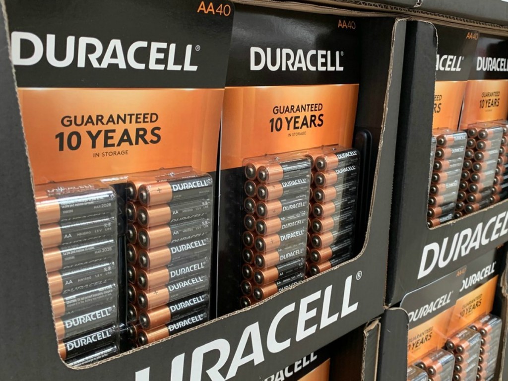 large package of batteries in store display