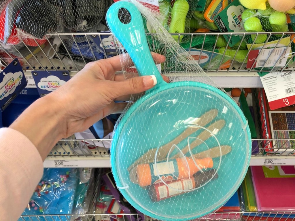 kids plastic play set including cooking pan w/lid in store