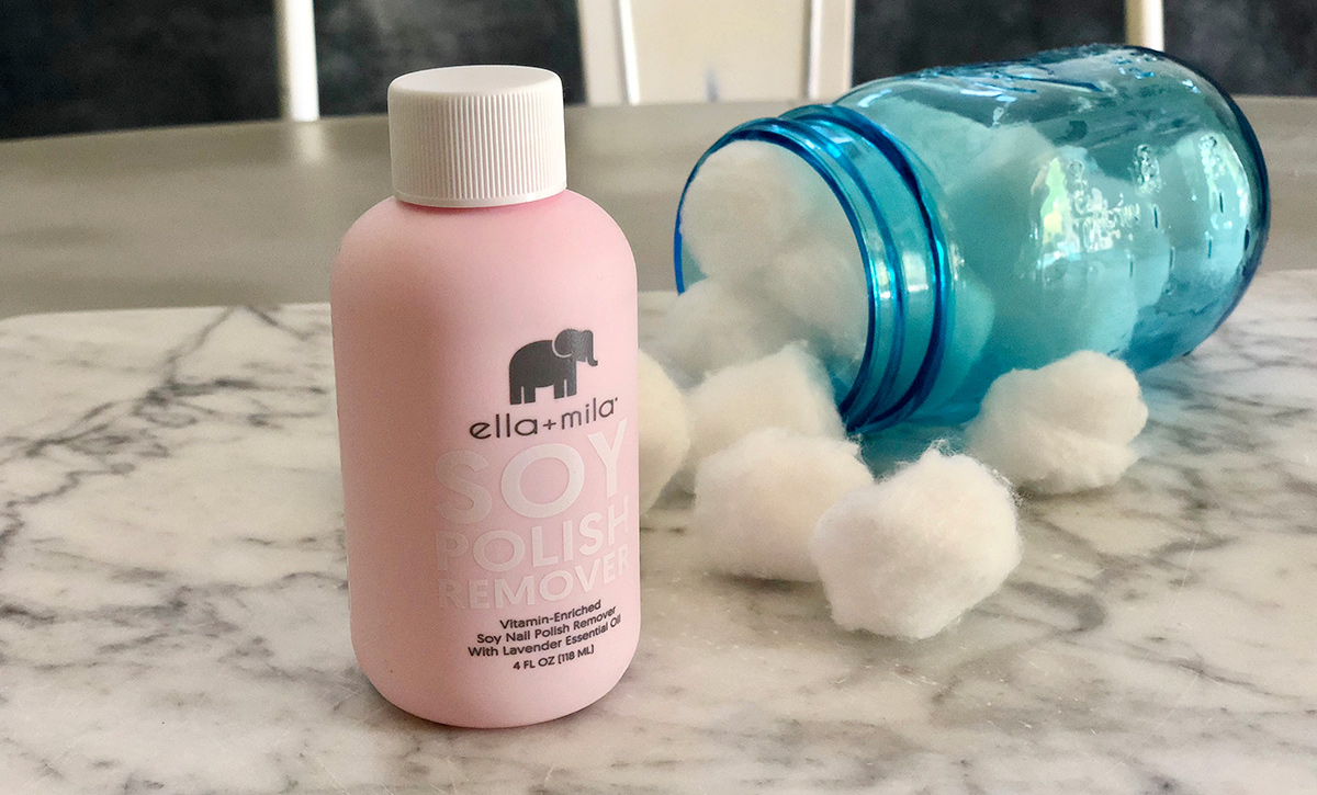 ella+mila soy nail polish remover and cotton balls