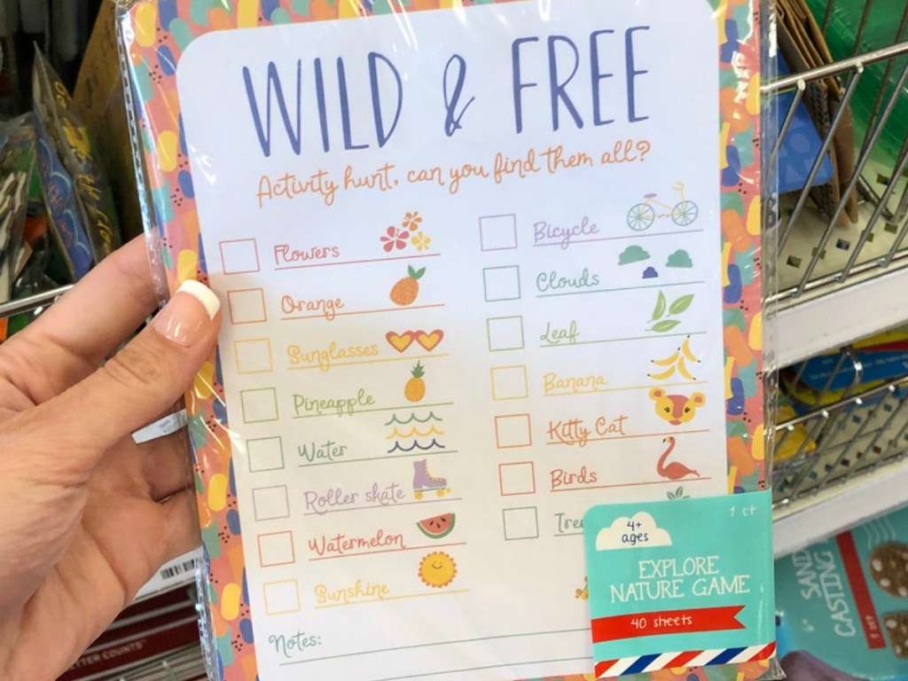 notepad for kids to find things outdoors and check off