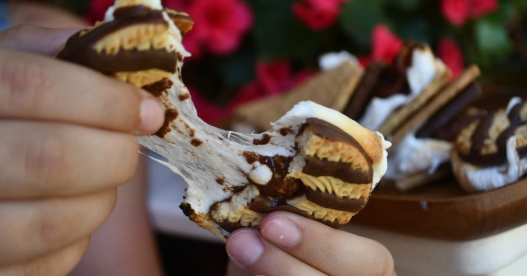 pulling apart fudge striped s'more 