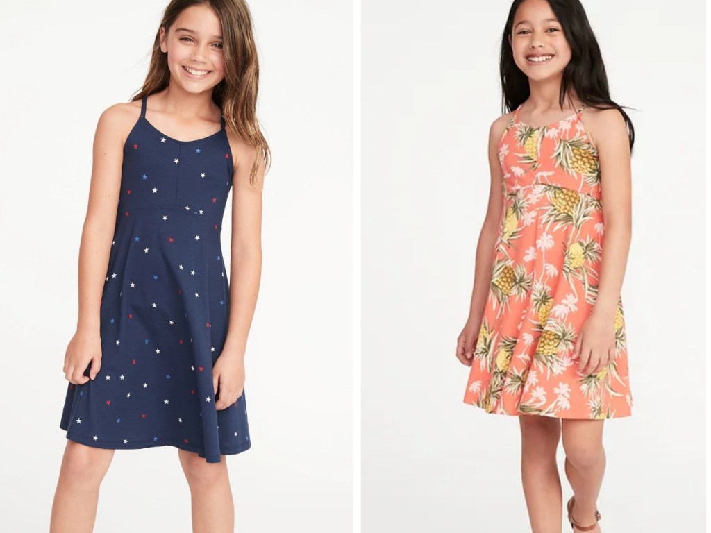 girls star dress and pineapple dress