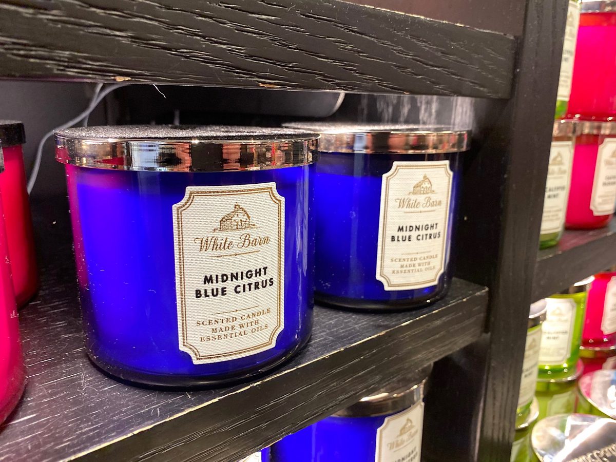 white barn midnight blue citrus candles