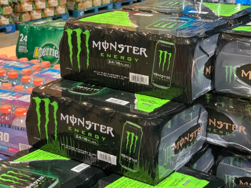 boxes of energy drinks in store