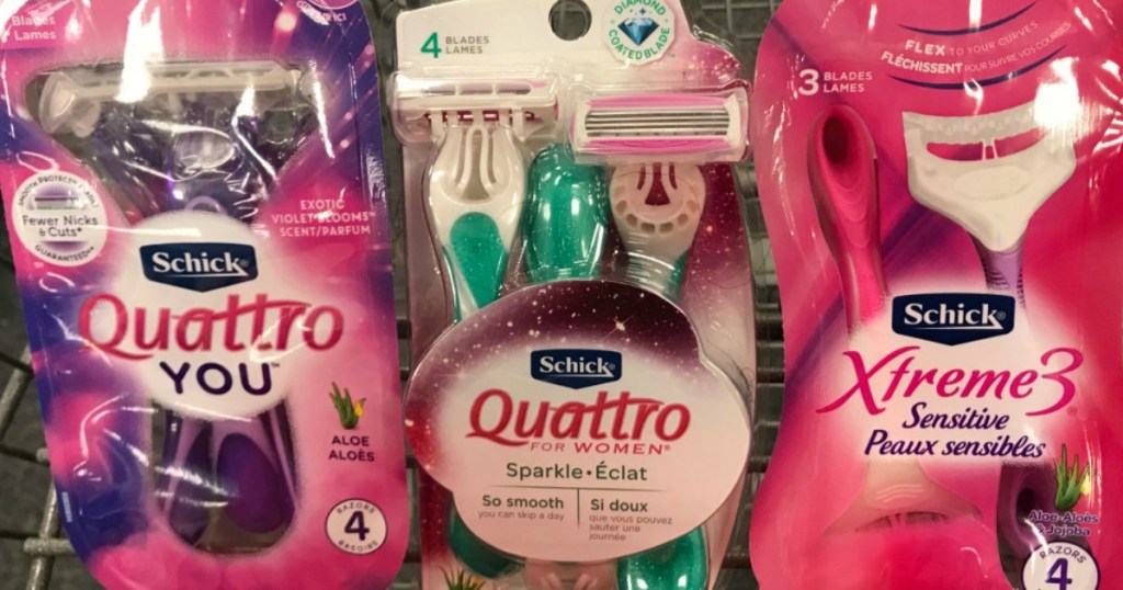 three quatrro womens razor packs in shopping cart