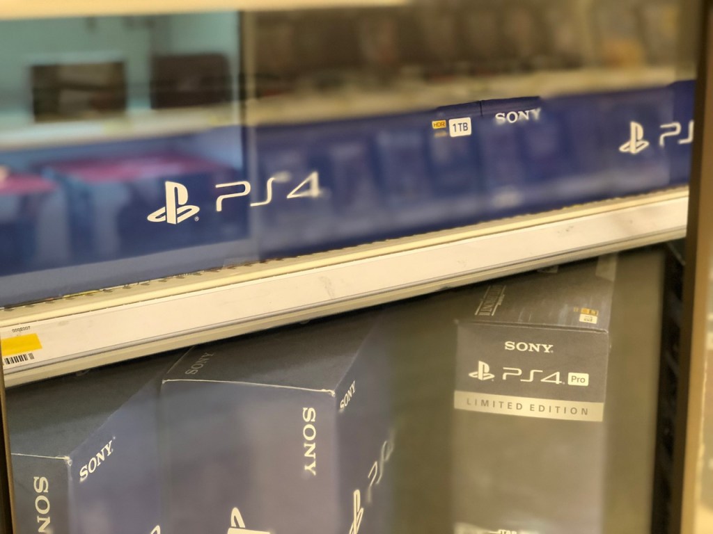 PlayStation gaming console on store shelf