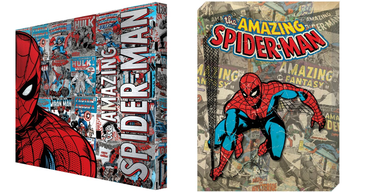 two spiderman canvases