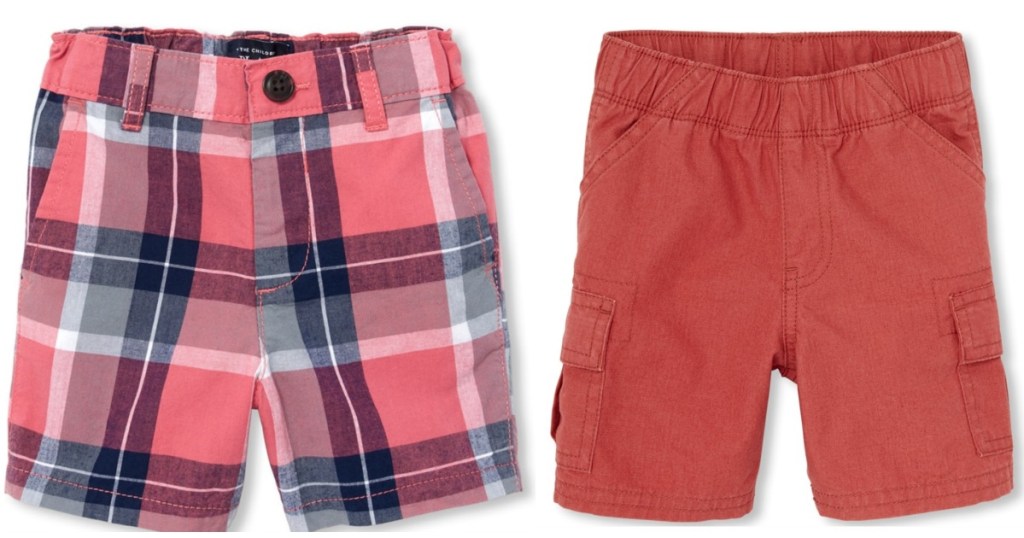 plaid shorts and burnt orange shorts