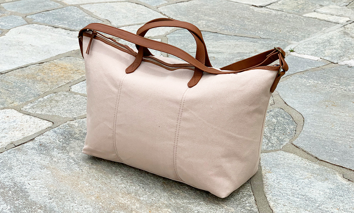 time and tru cream and tan weekender bag