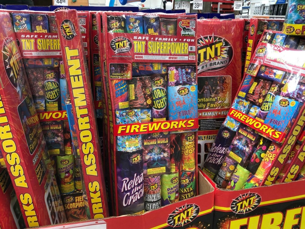 large box of fireworks in store display