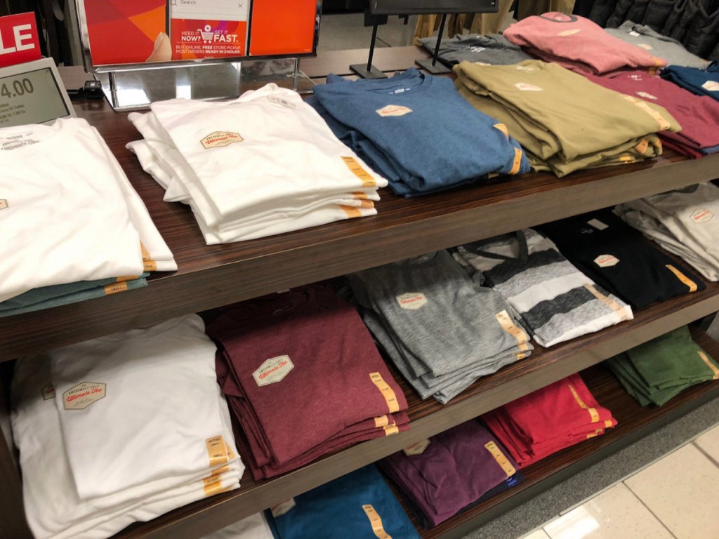 urban pipeline tees on shelf inside kohls