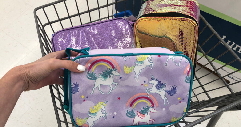 Purple Uncorn and rainbows lunch bag from walmart