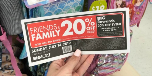 20% Off Entire Big Lots Purchase (In-Store & Online) – July 13th & 14th Only