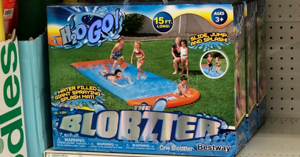 Blobzter water slide box on shelf at Target