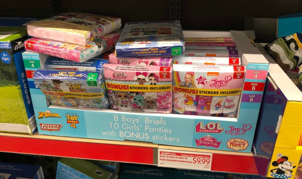 Boys briefs and girls panties licensed characters themed at ALDI