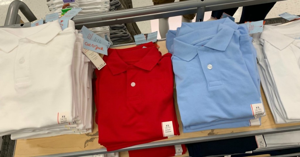 white, red and blue cat & jack uniform polos