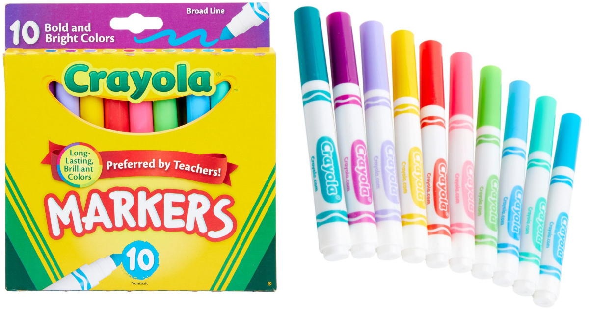 crayola bold bright broadline markers in and out of box