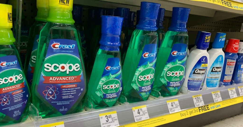 crest scope mouthwash on shelf