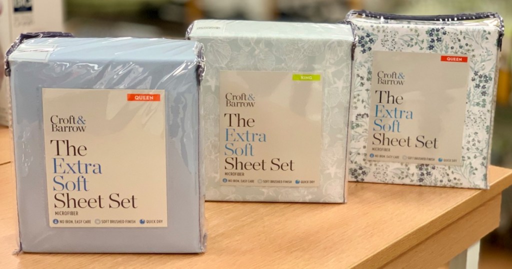 Croft & Barrow The Extra Soft Sheet Sets sitting on bed