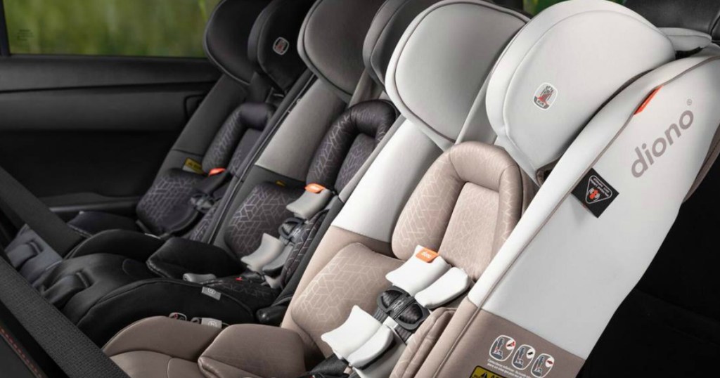 Three Diono Car Seats in a Car