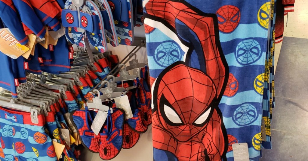 Disney store display of Spider-man summer gear