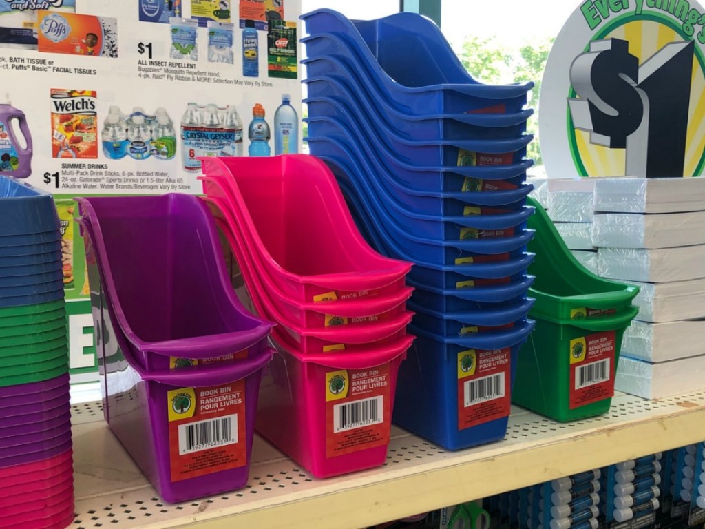 Dollar Tree Book Bins on Shelf