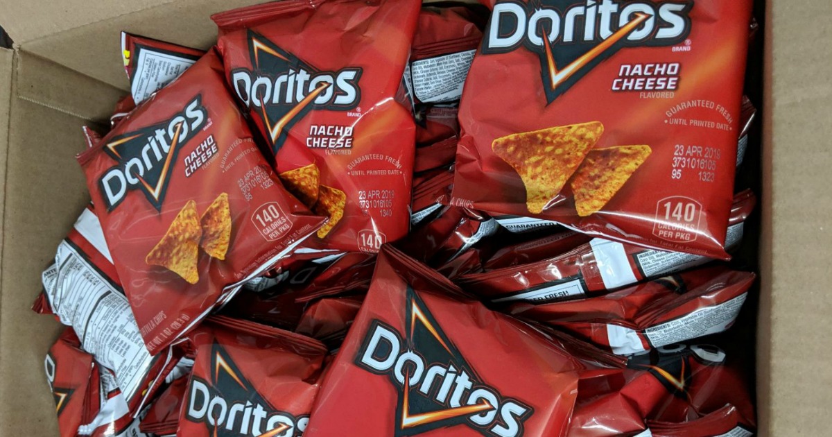 Doritos Nacho Cheese Tortilla Chips in a box