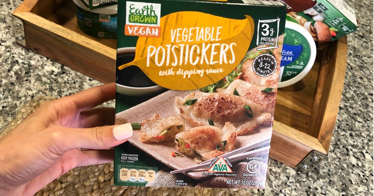 Box of Earth Grown Vegan Potstickers at ALDI