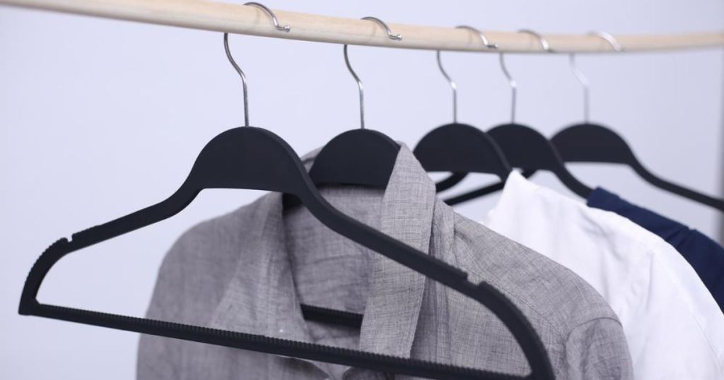 HDX Black Extra Non-Slip Hangers with clothes hanging up