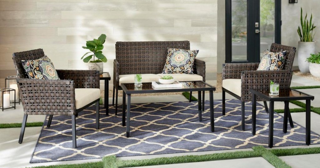 hampton bay park lane 6 piece wicker conversation patio set