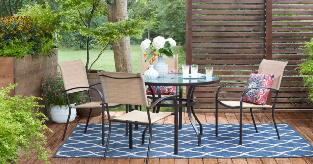 Hampton Bay Patio Furniture dining set on patio