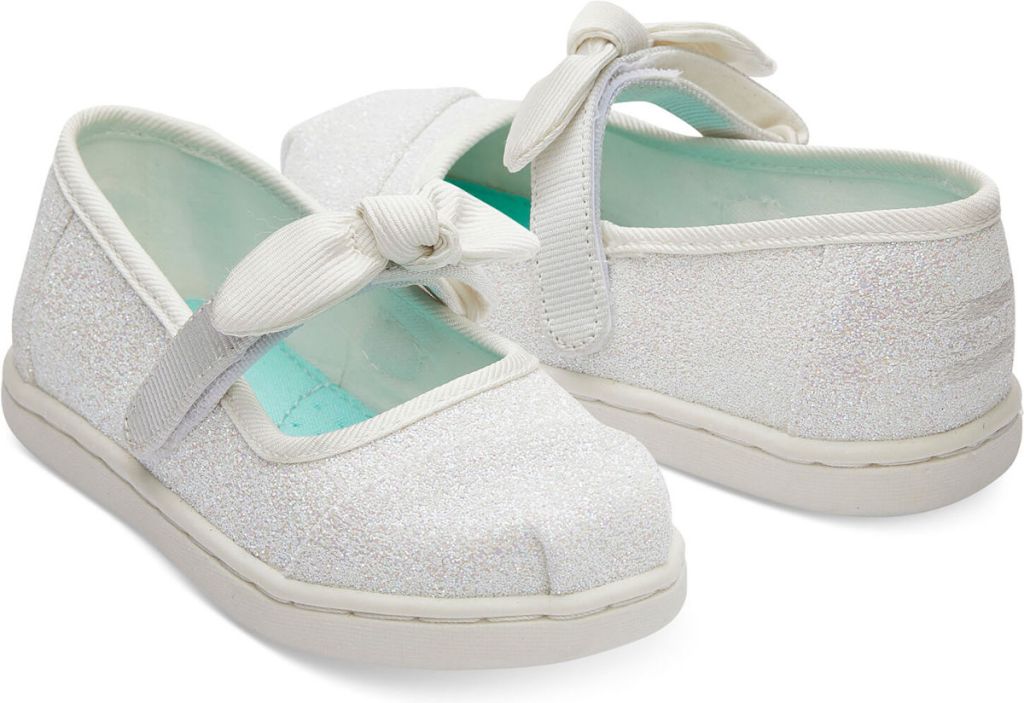 Ivory Glitter Tiny TOMS Mary Jane Flats