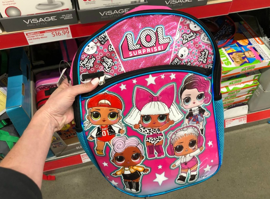 LOL Surprise-themed backpack in store at ALDI