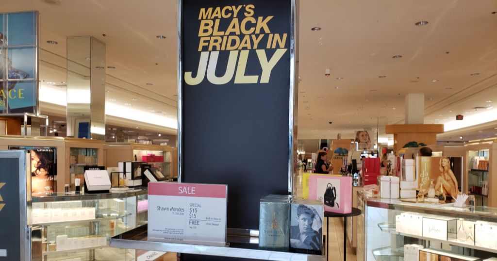 Macy's Black Friday in July Sign in store