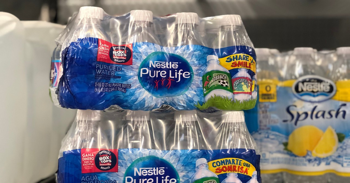 nestle pure life water on shelf at walmart