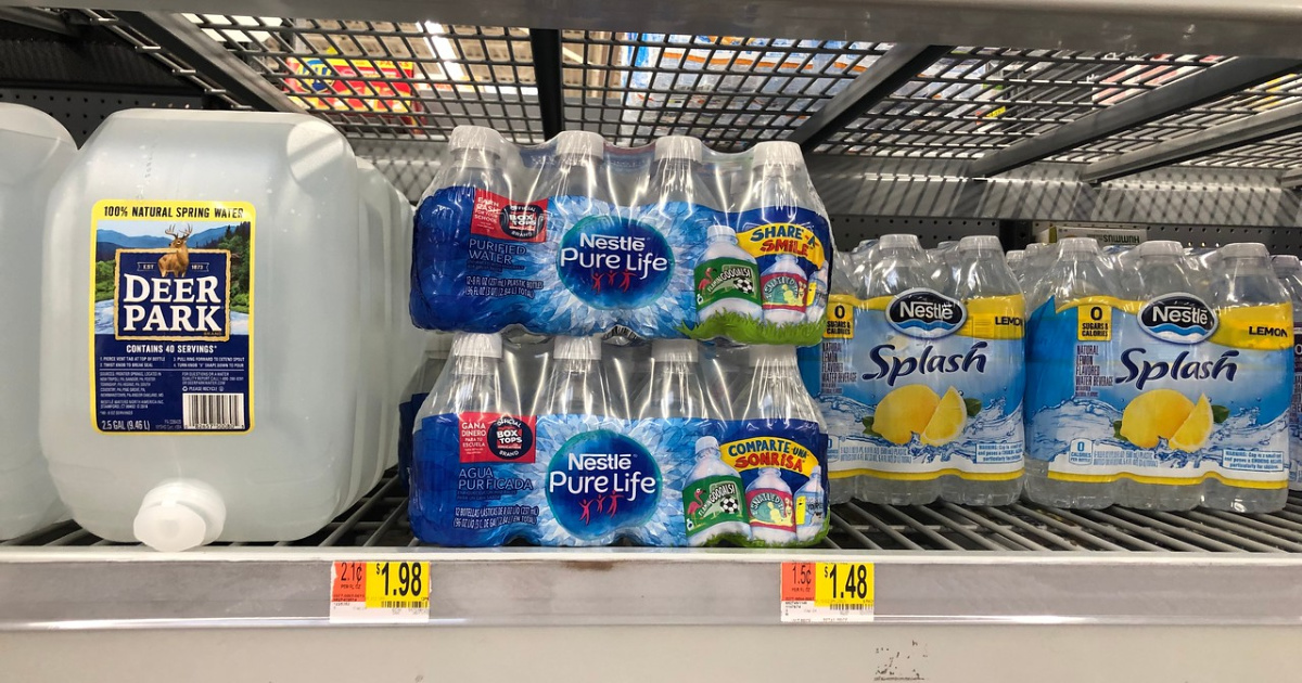 nestle pure life water on shelf at walmart