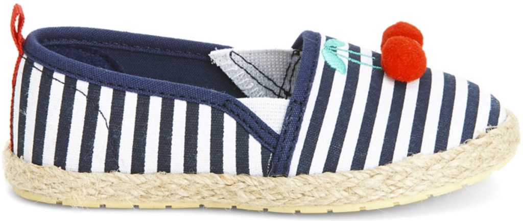 Blue and white stripped slip-on girls shoe