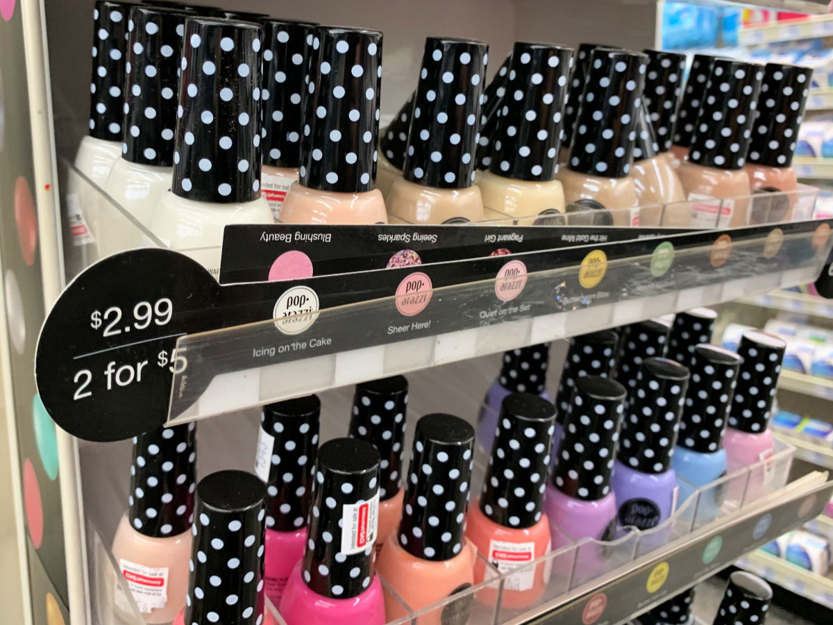 shelf of Pop-Arazzi Nail Polish at CVS