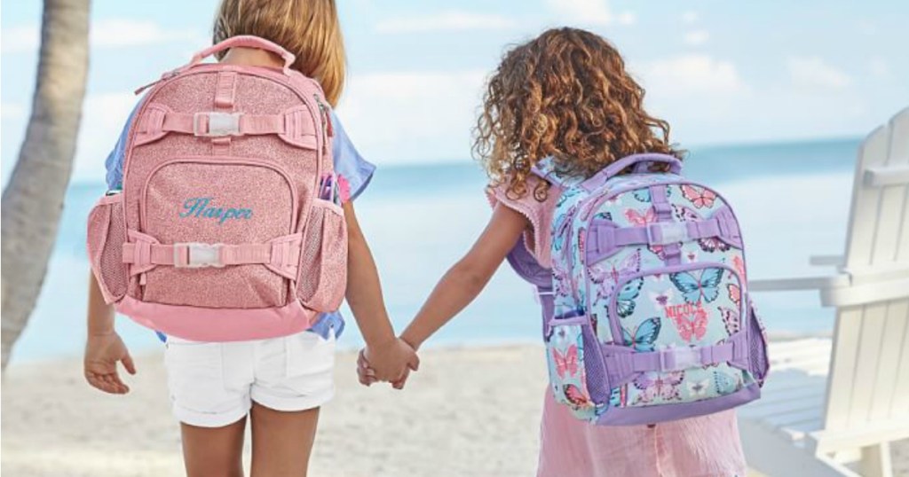 girls wearing Pottery Barn Small Backpacks