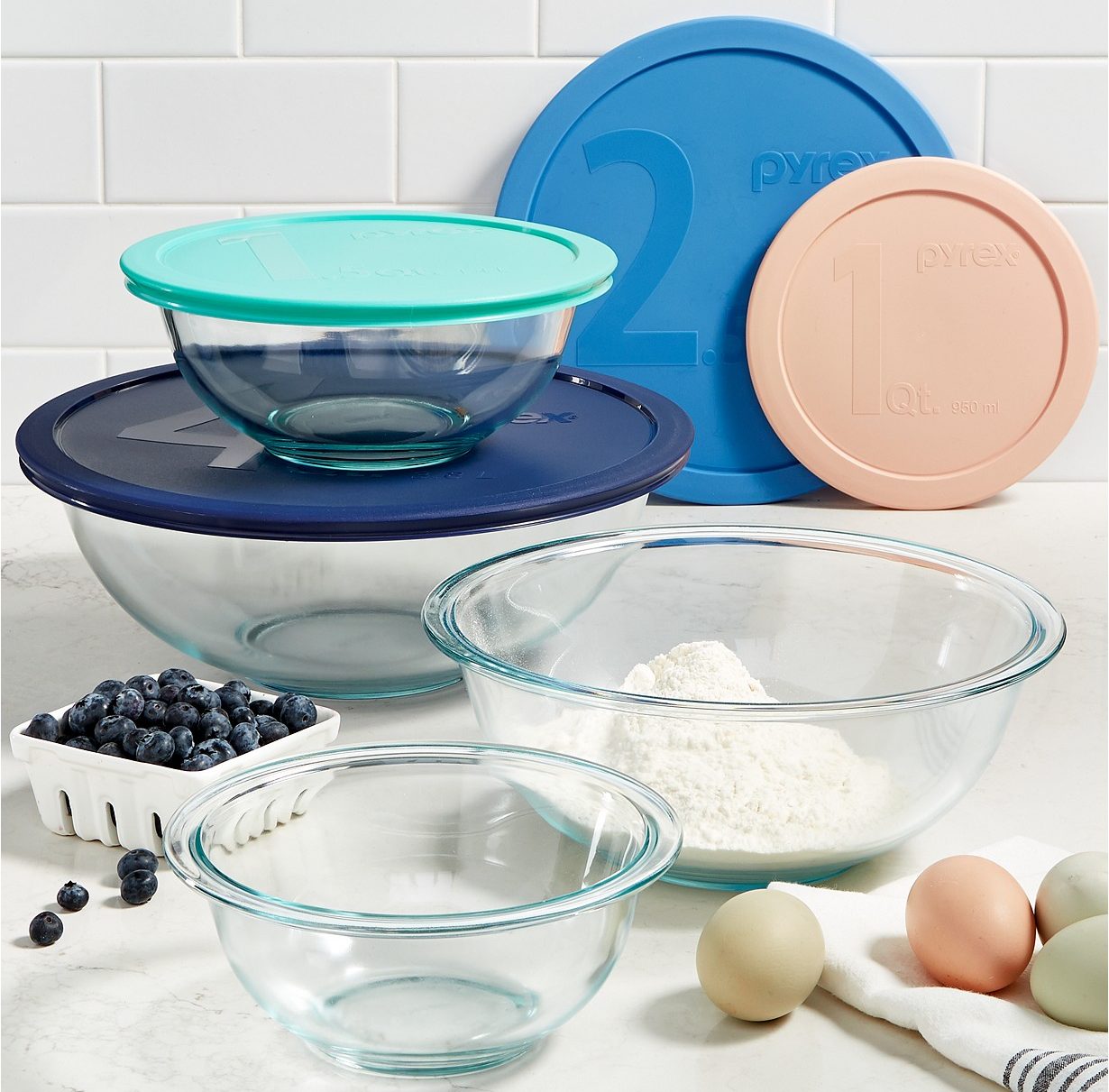 Pyrex Mixing Bowls in Kitchen