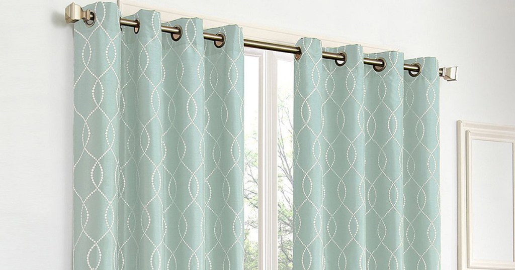 restoration green embroidered room darkening curtain panels zulily