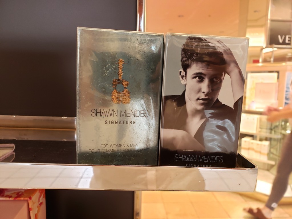 shawn mendez parfum display at macys