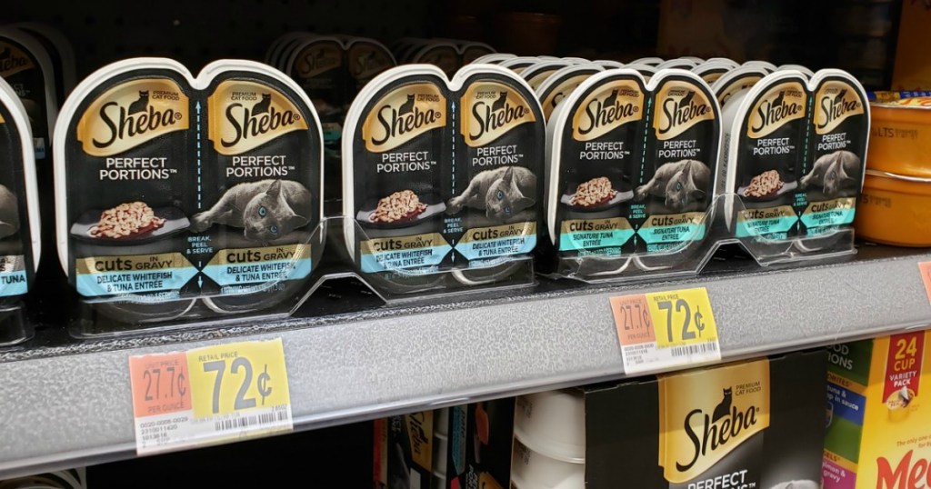 Sheba Perfect Portions on shelf at walmart