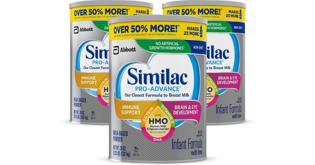 3 canisters of similac formula