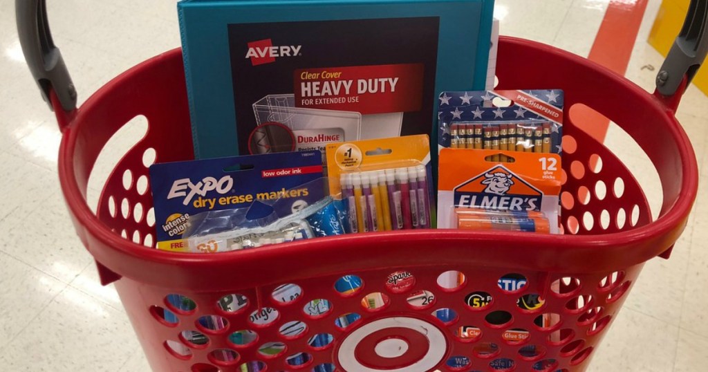 target basket filled with school supplies