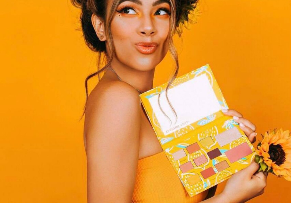  Adelaine Morin holding Tarte Eye & Cheek Palette